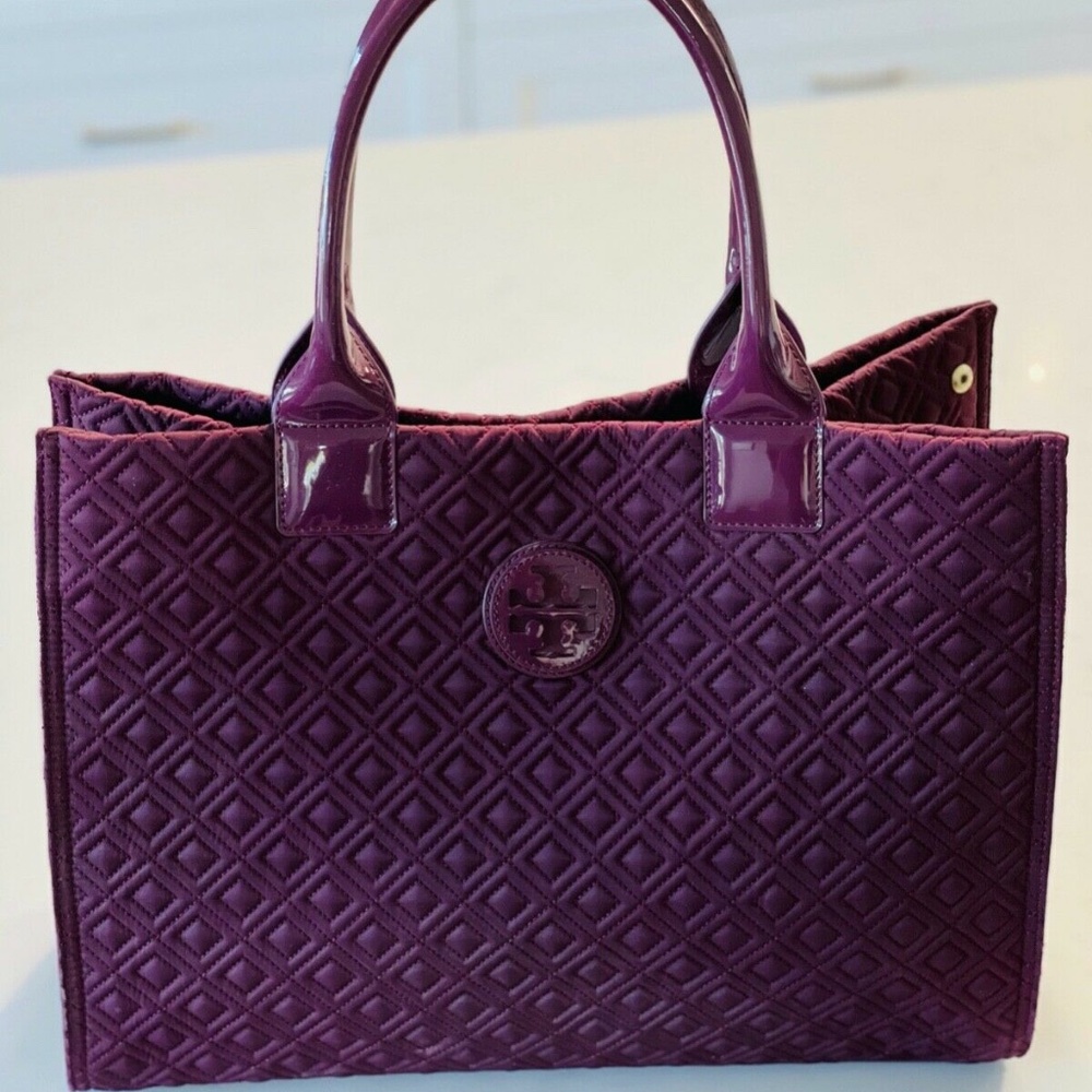 Tory Burch Ella Raspberry Quilted Nylon Tote